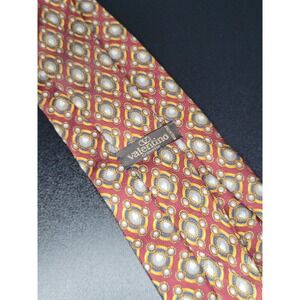 Valentino Men's Necktie Burgundy Geometric Silk 3.75" x 57" Excellent